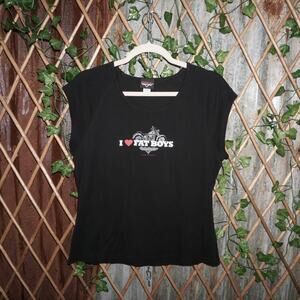 Large - Vintage Y2K i Heart fat boys Harley Davidson shirt